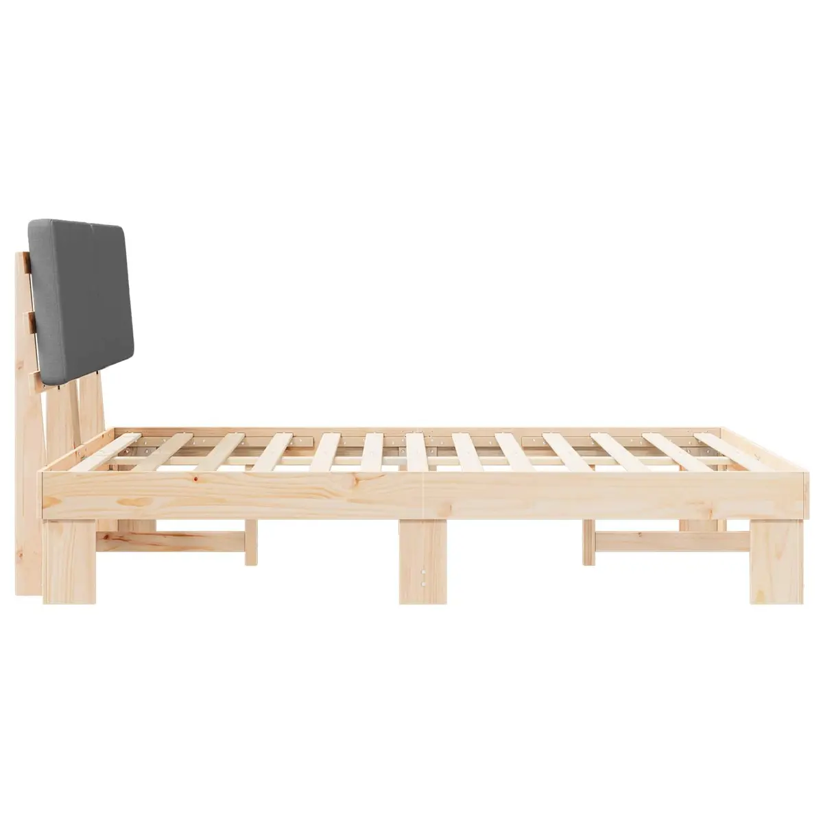 Grey Bed Frame with Durable Pine Wood Construction