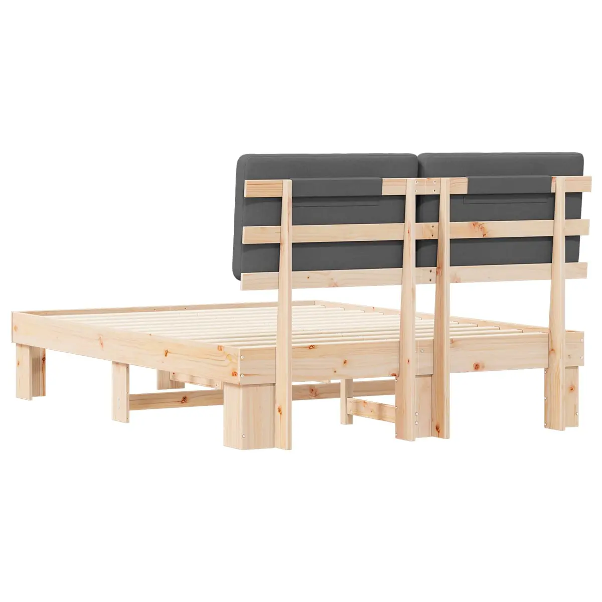 Grey Bed Frame with Durable Pine Wood Construction