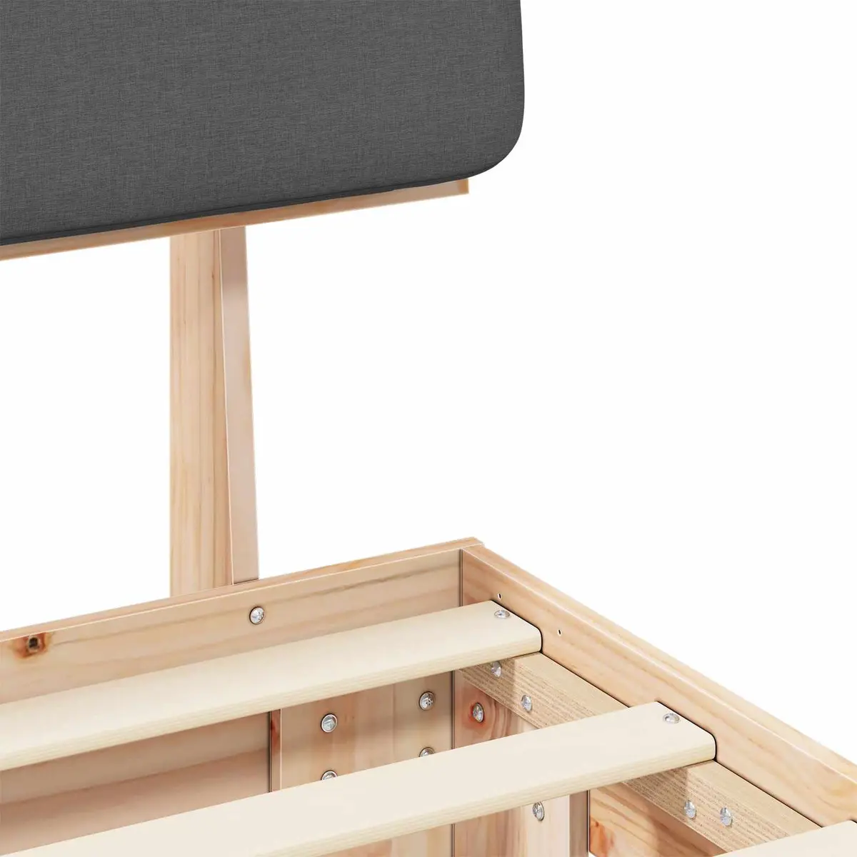 Grey Bed Frame with Durable Pine Wood Construction