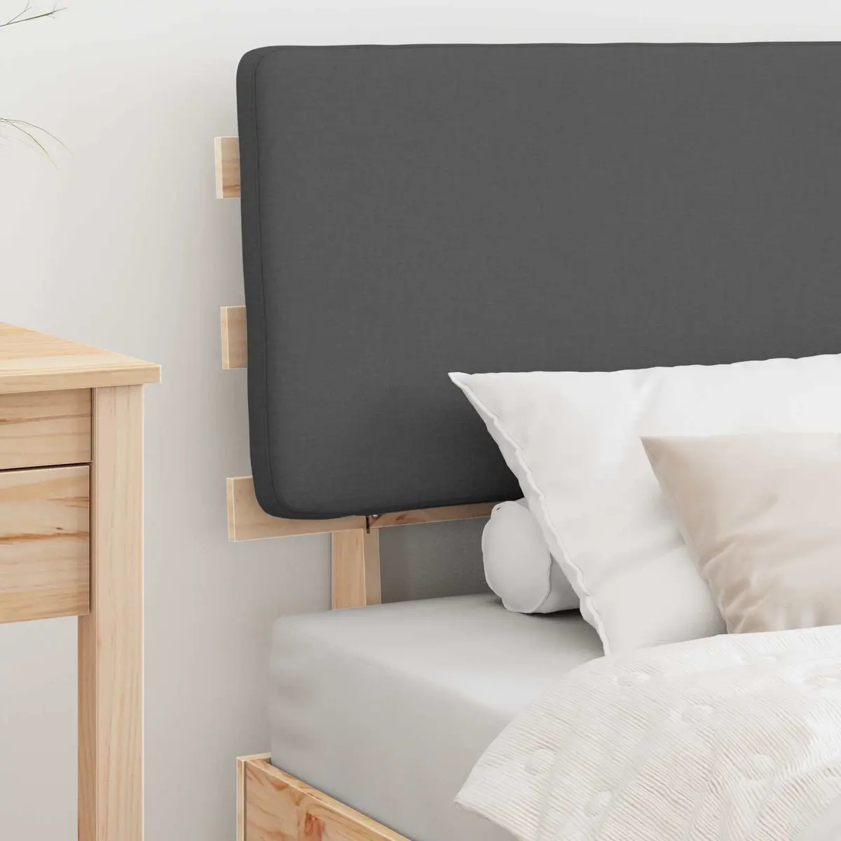 Grey Upholstered Bed Frame with Headboard 90 x 190 cm Modern Bedroom Furniture