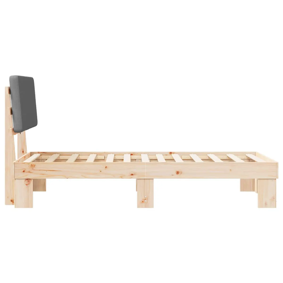 Grey Upholstered Bed Frame with Headboard 90 x 190 cm Modern Bedroom Furniture