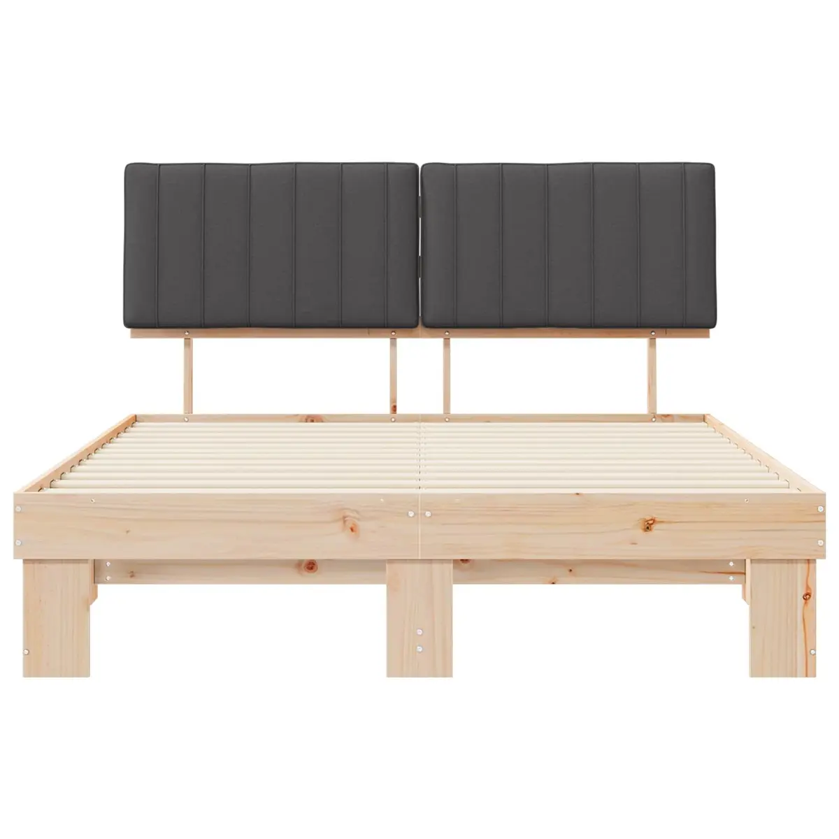 Bed Frame Upholstered Headboard 150 x 200 cm Grey Wooden Modern Bedroom