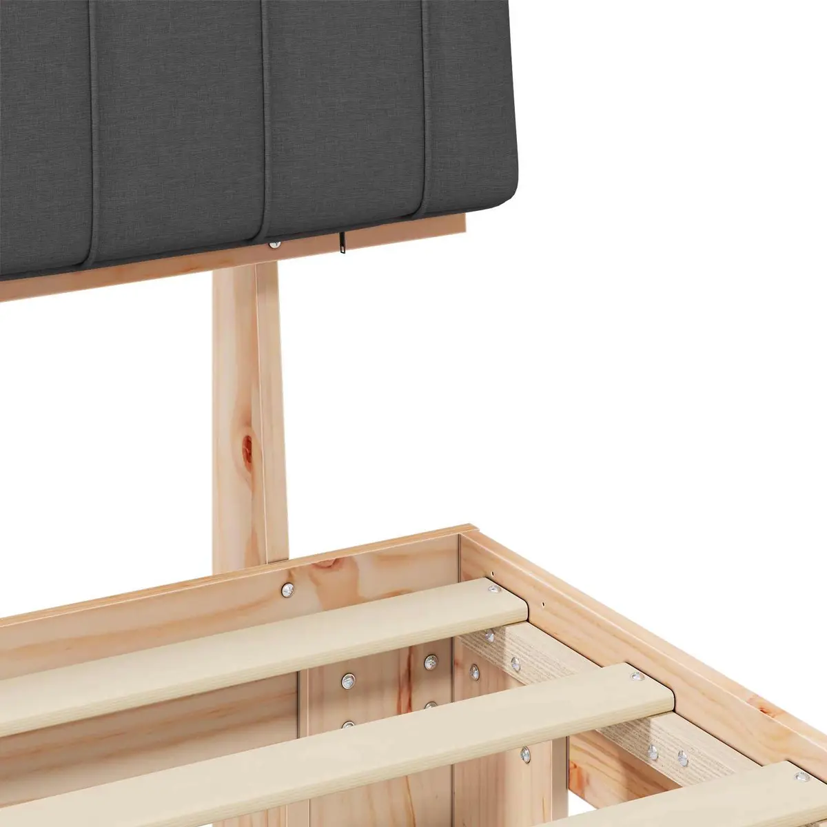 Bed Frame Upholstered Headboard 150 x 200 cm Grey Wooden Modern Bedroom