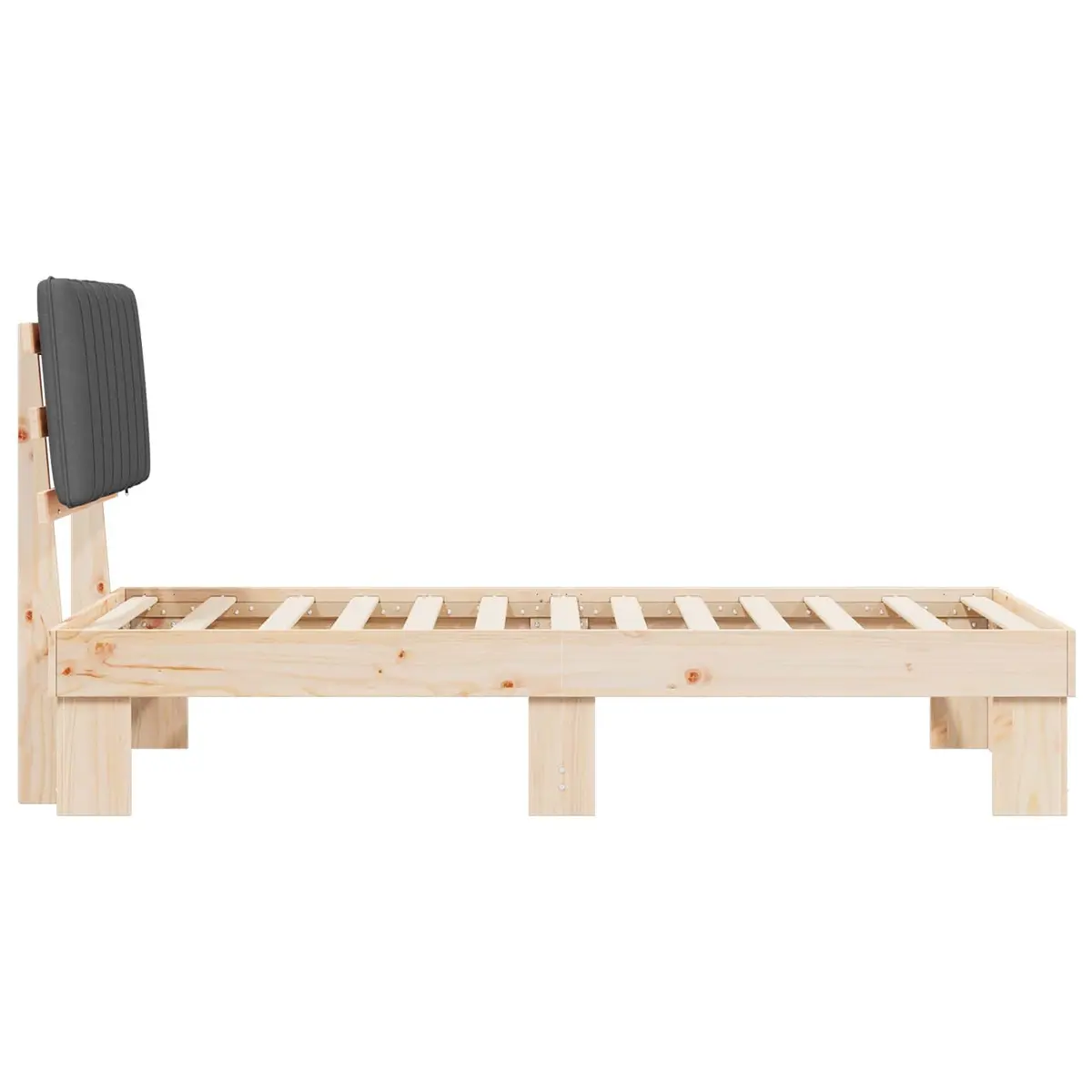 Bed Frame with Upholstered Headboard in Grey