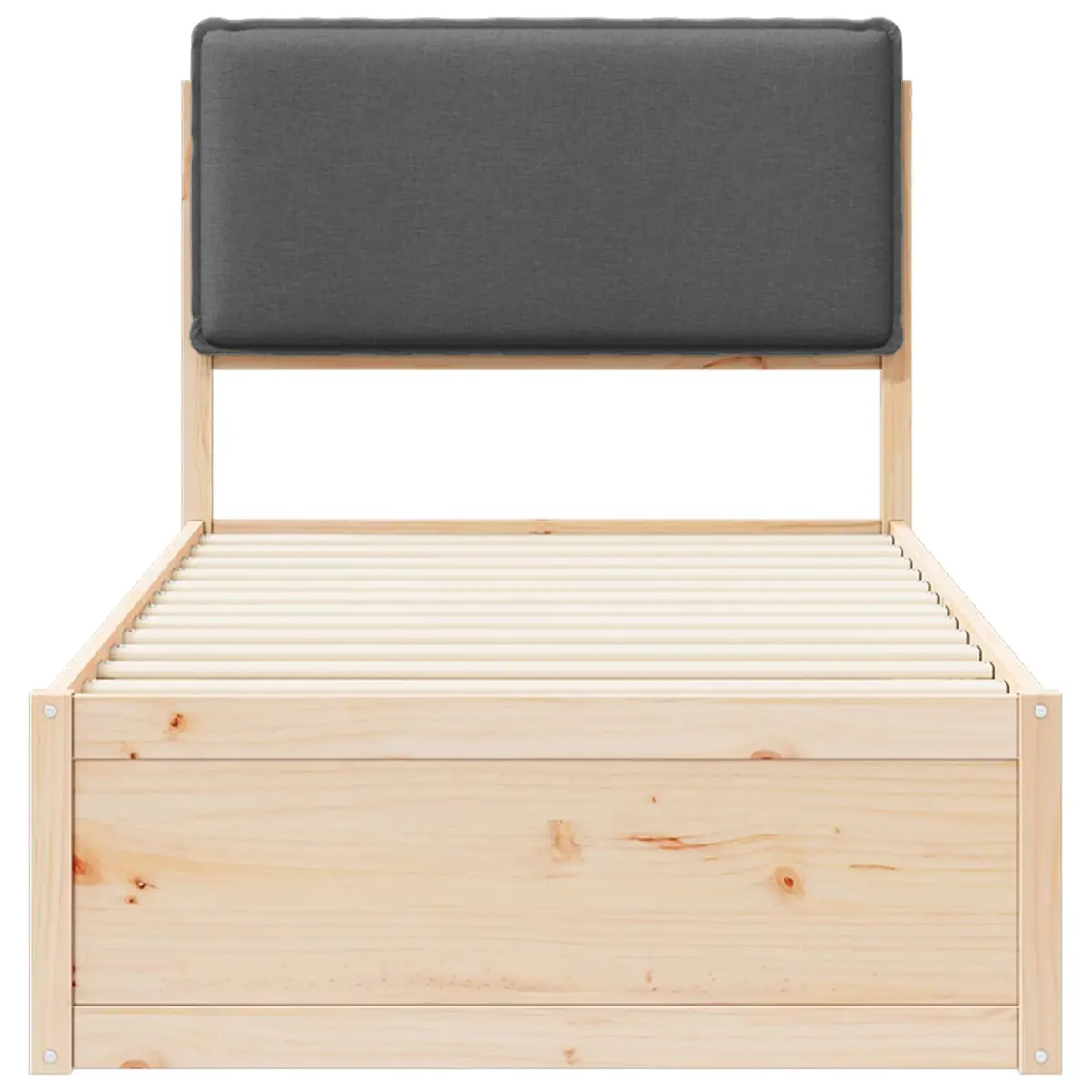 Bed Frame with Upholstered Headboard in Grey