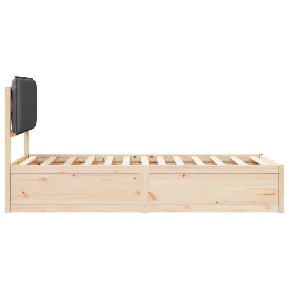 Bed Frame with Upholstered Headboard in Grey
