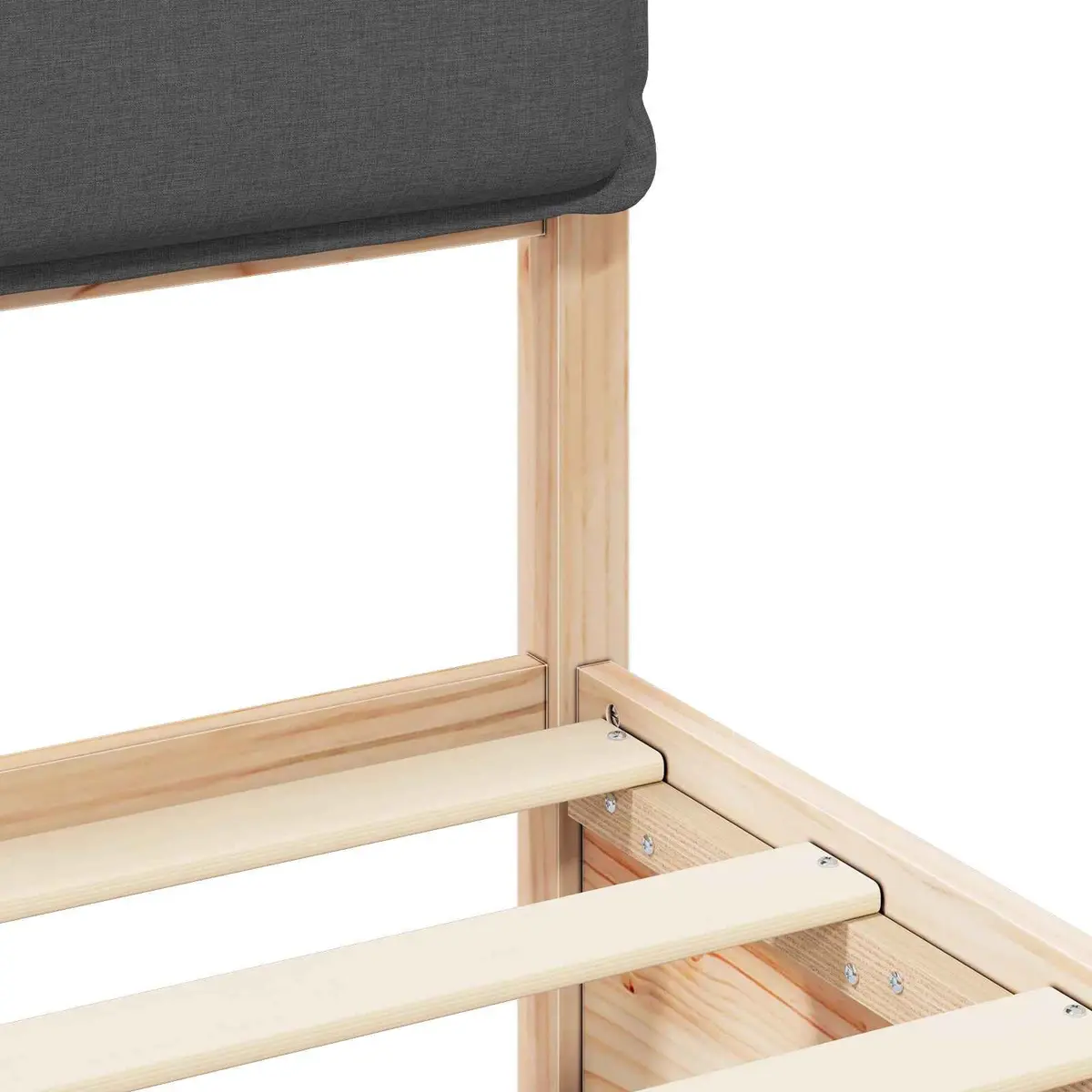 Bed Frame with Upholstered Headboard in Grey