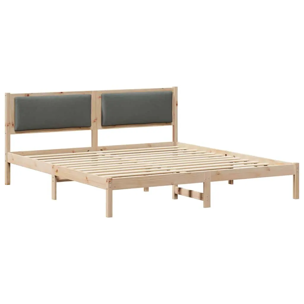 Bed Frame with Headboard Grey 180 x 200 cm Solid Pine Wood Slatted Base