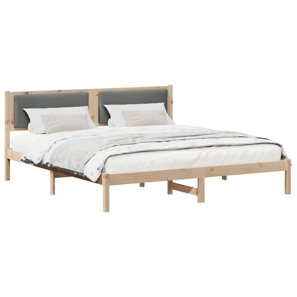 Bed Frame with Headboard Grey 180 x 200 cm Solid Pine Wood Slatted Base