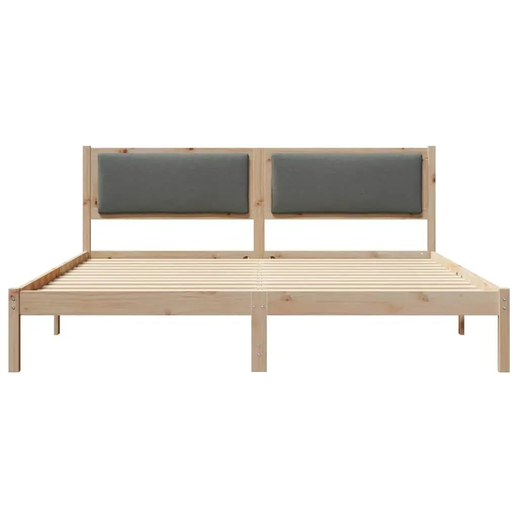 Bed Frame with Headboard Grey 180 x 200 cm Solid Pine Wood Slatted Base