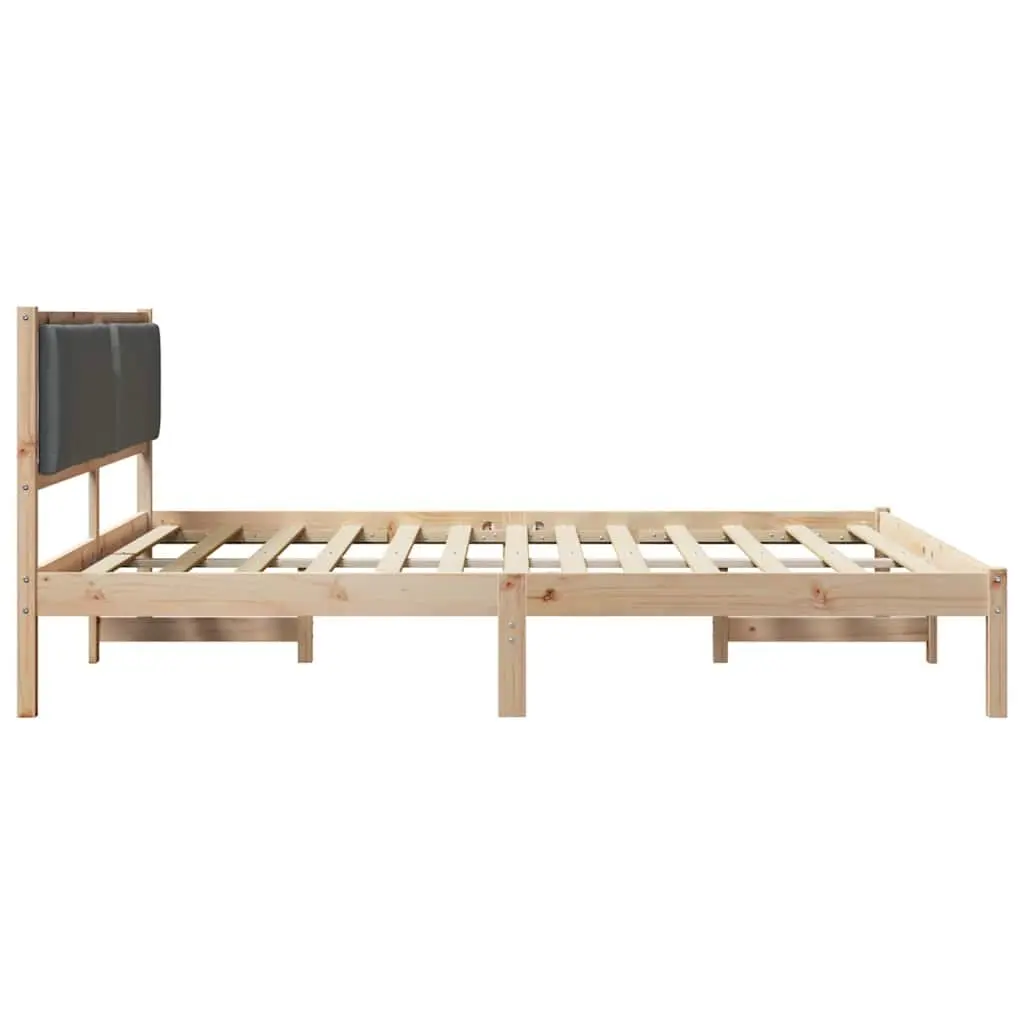 Bed Frame with Headboard Grey 180 x 200 cm Solid Pine Wood Slatted Base
