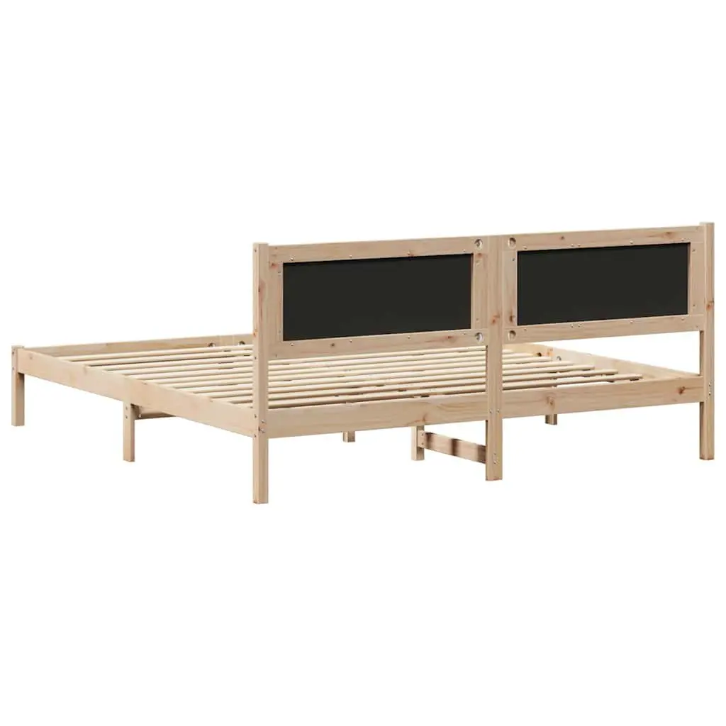 Bed Frame with Headboard Grey 180 x 200 cm Solid Pine Wood Slatted Base