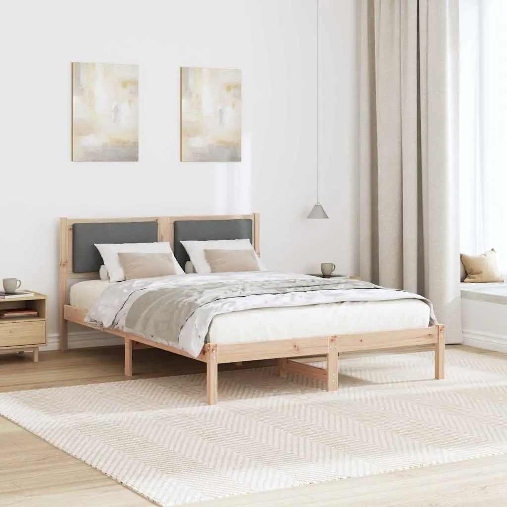 Bed Frame Grey Solid Pine Wood Modern Bedroom 150 x 200 cm