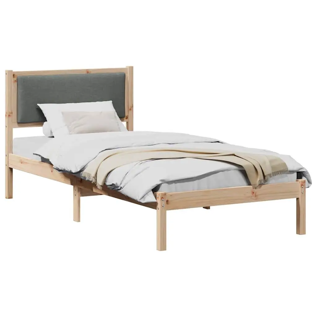Bed Frame Grey 90 x 190 cm Solid Pine Wood Modern Bedroom