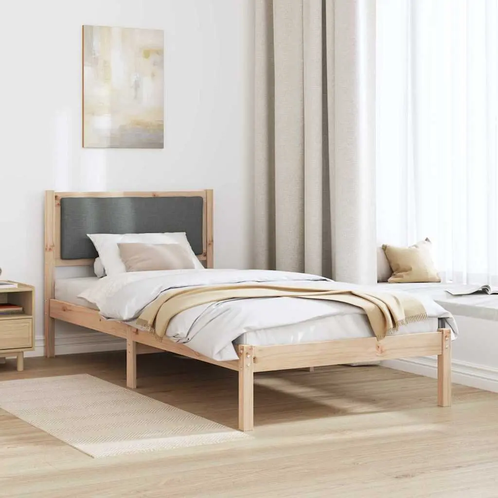 Bed Frame Grey 90 x 190 cm Solid Pine Wood Modern Bedroom