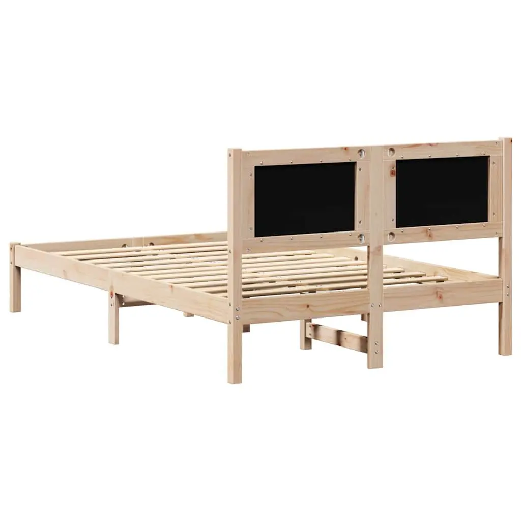 Bed Frame with Headboard 135 x 190 cm Solid Pine Wood Modern Minimalist Design