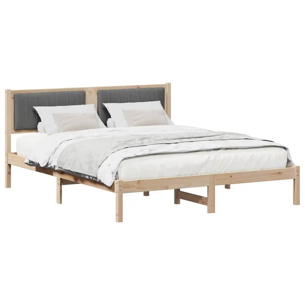 Modern Bed Frame with Upholstered Headboard 150 x 200 cm Dark Grey Bedroom