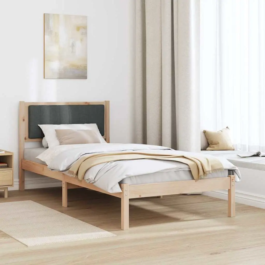 Bed Frame Upholstered Headboard 90 x 190 cm Modern Dark Grey