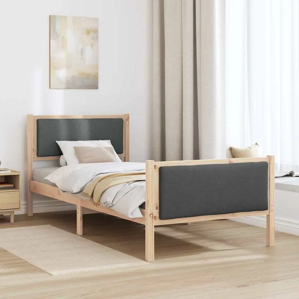 Bed Frame with Headboard 90 x 190 cm Slatted Base Platform Bedroom Furniture