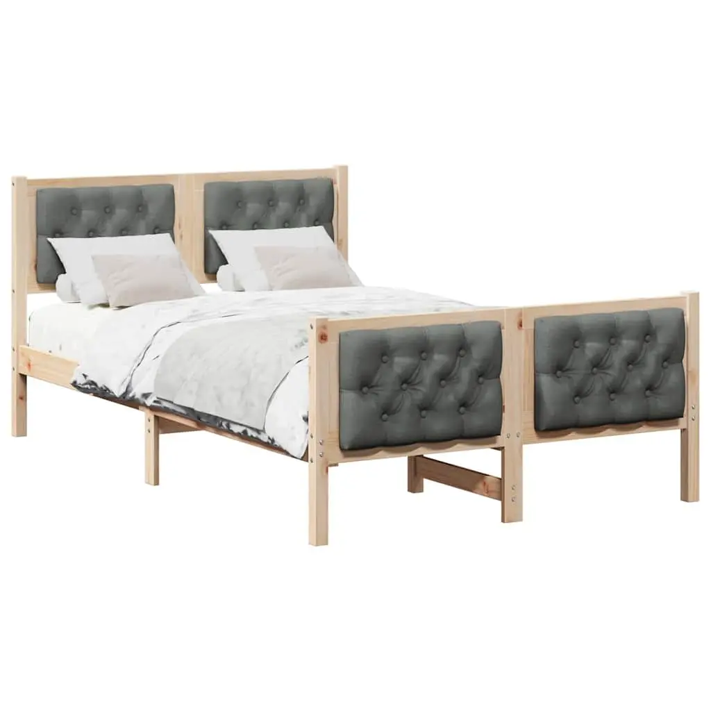 Grey Bed Frame with Headboard 135 x 190 cm