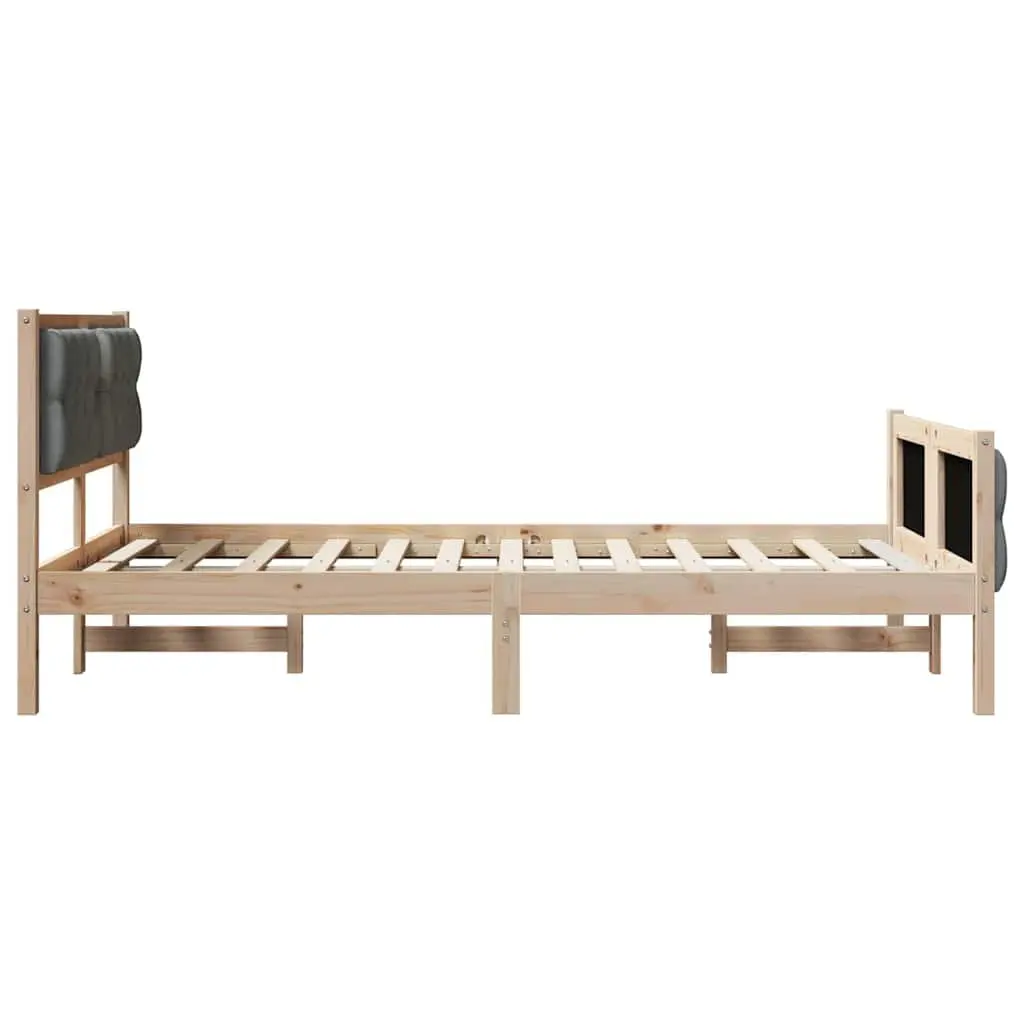 Grey Bed Frame with Headboard 135 x 190 cm