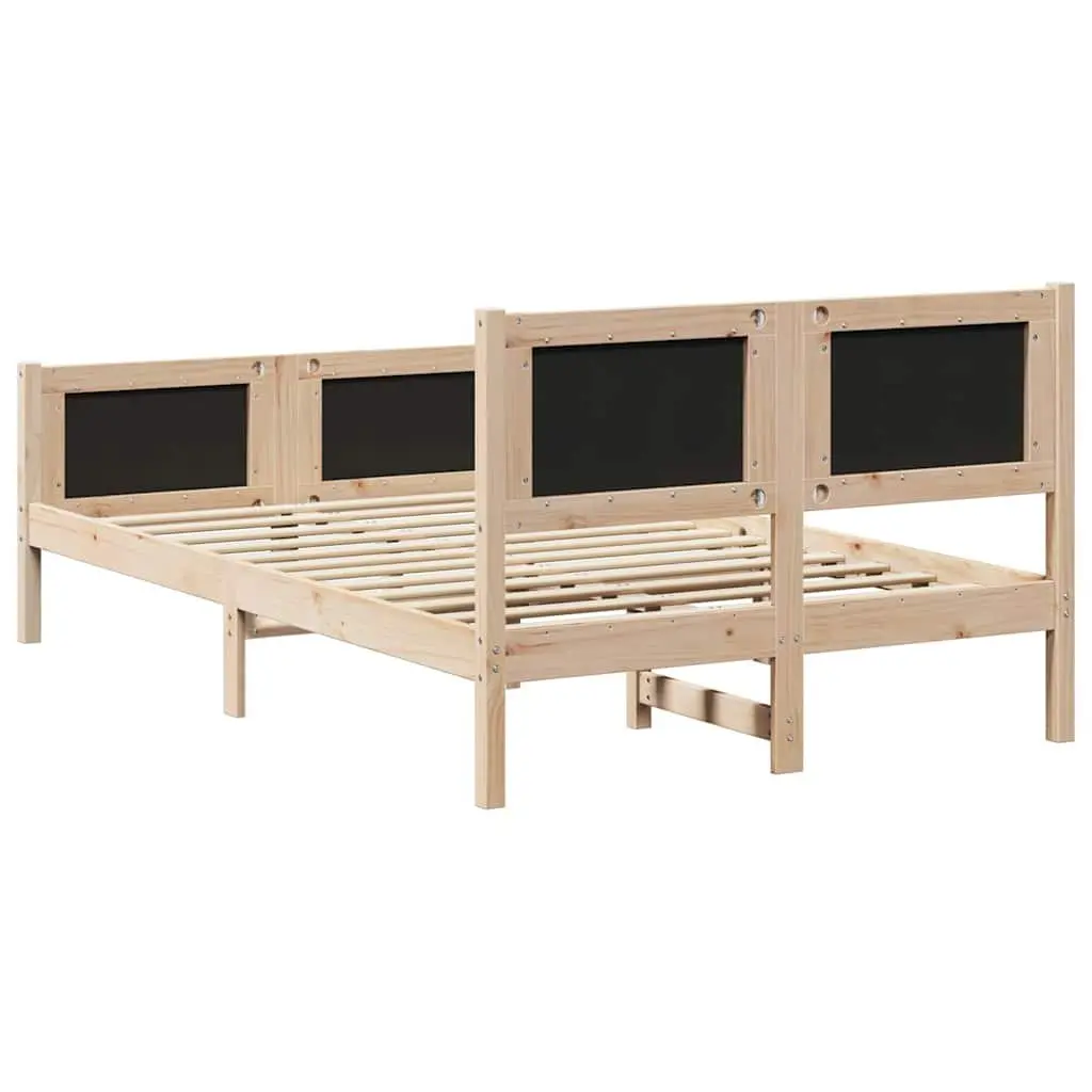 Grey Bed Frame with Headboard 135 x 190 cm