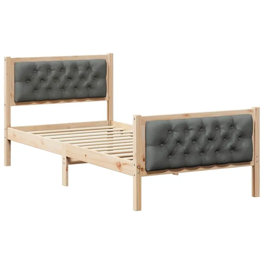 Bed Frame with Headboard 90 x 190 cm Solid Pine Wood Slatted Base Modern Design
