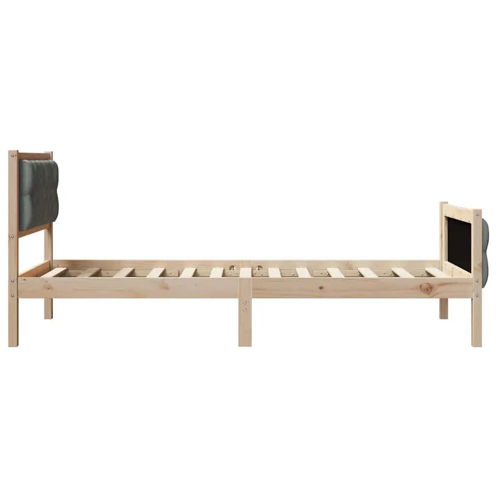 Bed Frame with Headboard 90 x 190 cm Solid Pine Wood Slatted Base Modern Design