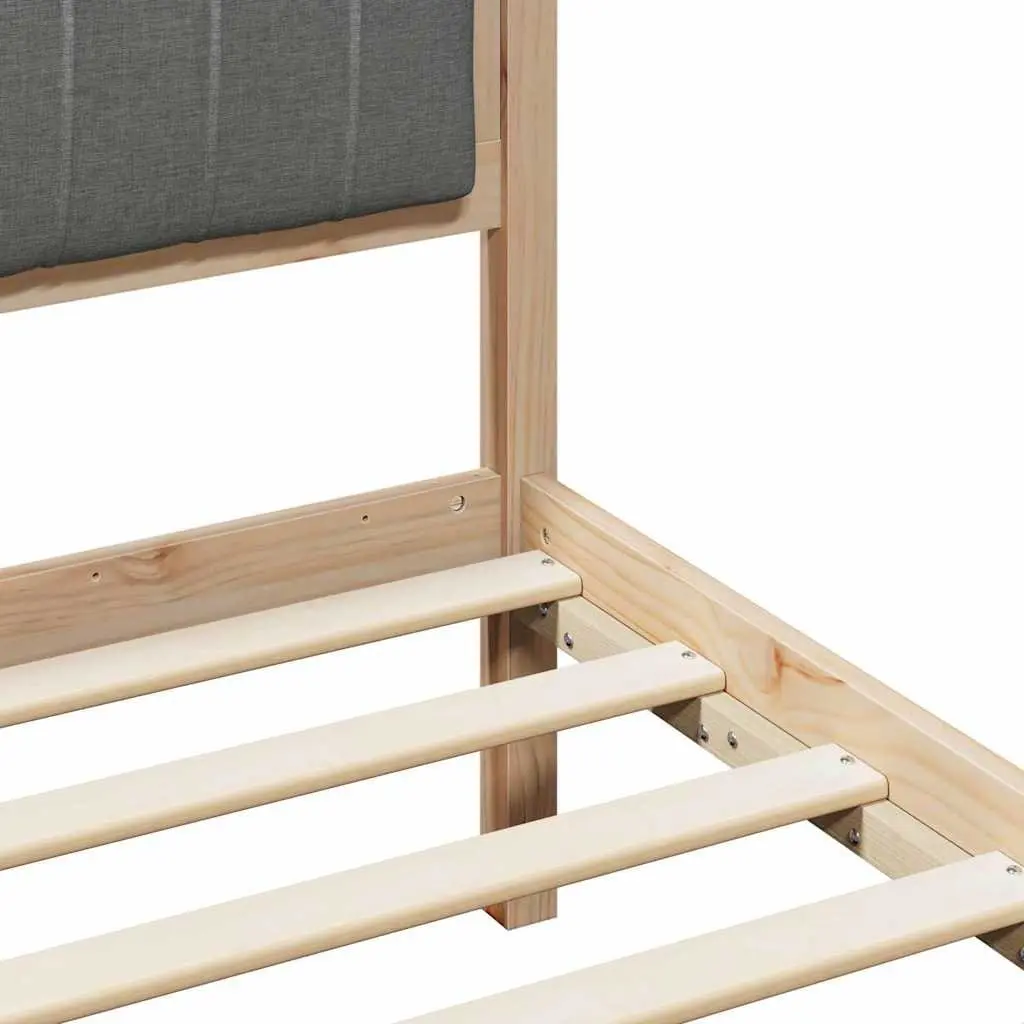 Bed Frame 135 x 190 cm Platform Solid Pine Wood Brown Dark Grey Bedroom