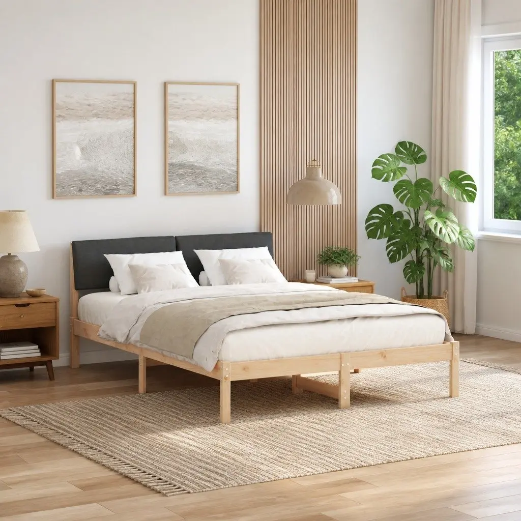 Platform Bed Frame Modern Bedroom Furniture 150 x 200 cm Brown