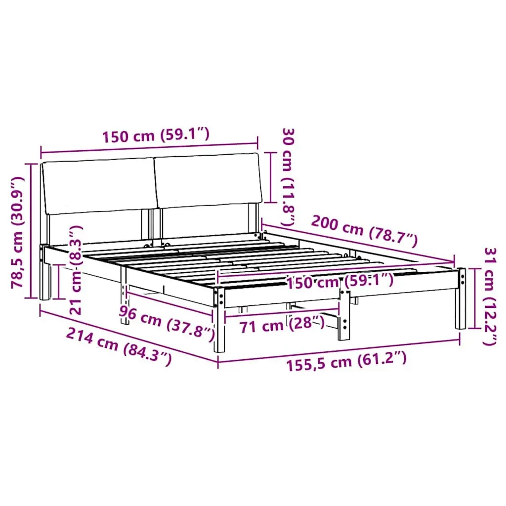 Platform Bed Frame Modern Bedroom Furniture 150 x 200 cm Brown