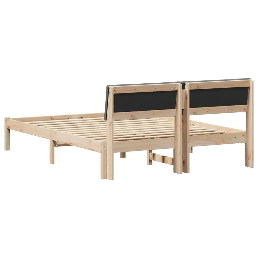 Bed Frame Solid Pine Wood Brown 135x190cm Contemporary Platform with Headboard