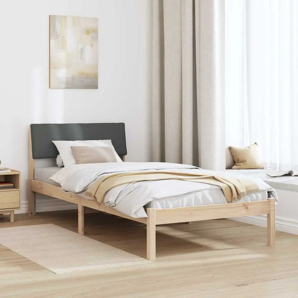 Solid Pine Wood Bed Frame Modern Platform 90x190cm Brown Bedroom Furniture