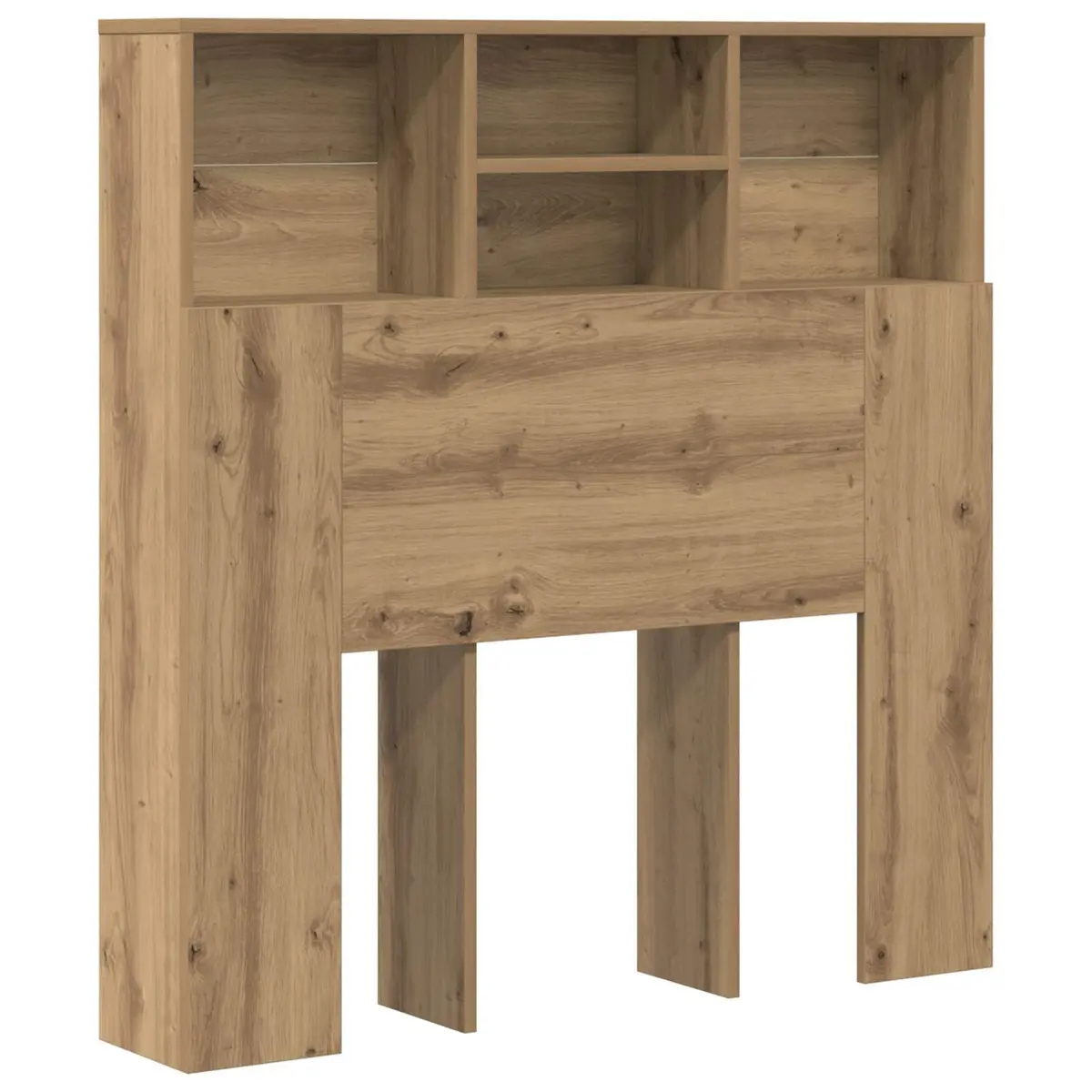 Wall-Mounted Headboard Cabinet Bedroom Storage Shelving Modern Brown Engineered Wood