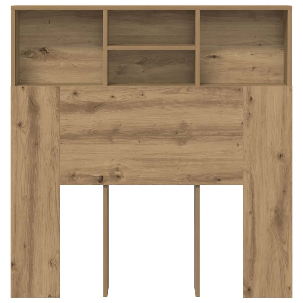 Wall-Mounted Headboard Cabinet Bedroom Storage Shelving Modern Brown Engineered Wood
