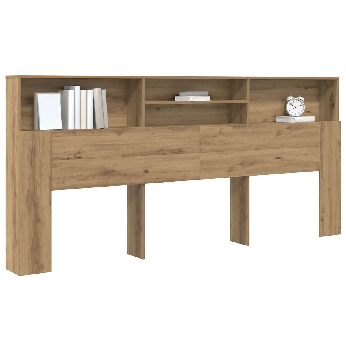 Wall-Mounted Headboard Cabinet Modern Bedroom Storage Engineered Wood Brown