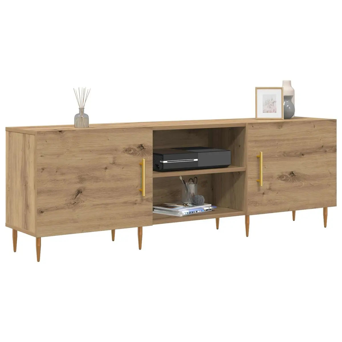 TV Cabinet Modern Rectangular Storage Unit 150cm Brown Engineered Wood