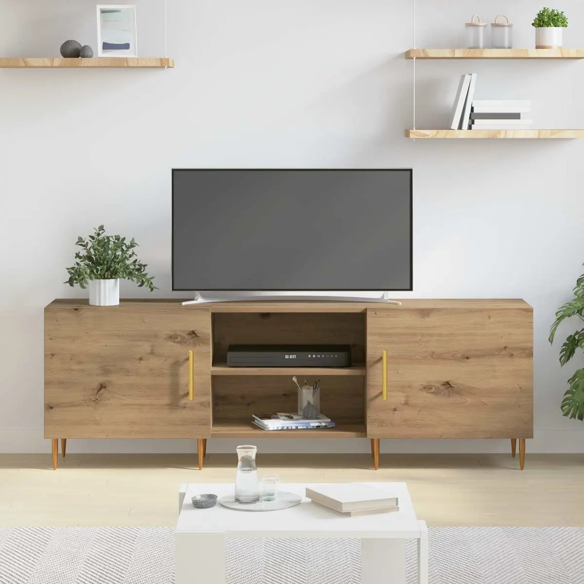 TV Cabinet Modern Rectangular Storage Unit 150cm Brown Engineered Wood