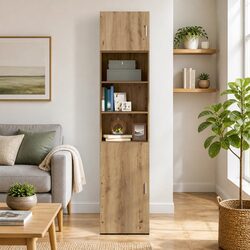 Wall Cabinet Brown Rustic Storage Engineered Wood Home Furniture Sideboard