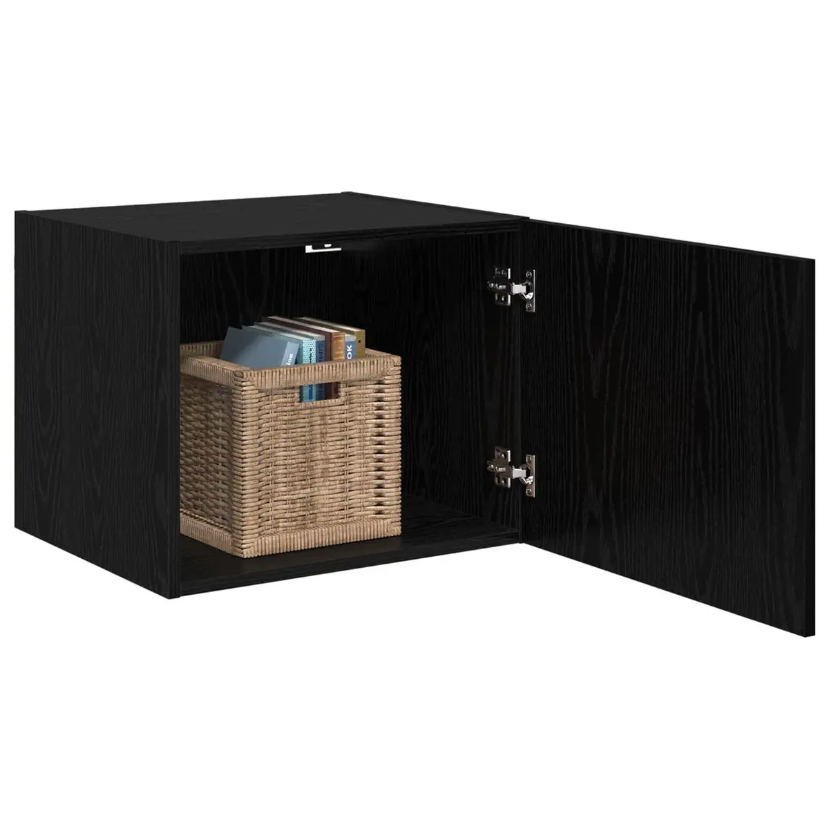 Wall Cabinet Storage Furniture Rustic Wooden Black Oak 50 x 42.5 x 40 cm
