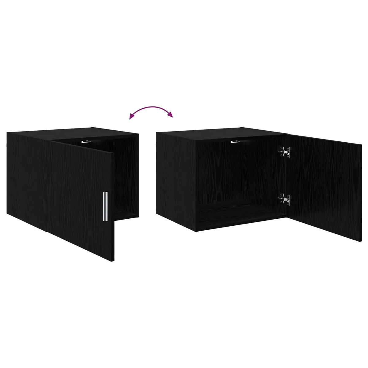 Wall Cabinet Storage Furniture Rustic Wooden Black Oak 50 x 42.5 x 40 cm