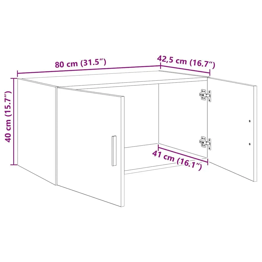 Wall Cabinet Storage Furniture Engineered Wood 80 x 42.5 x 40 cm Brown