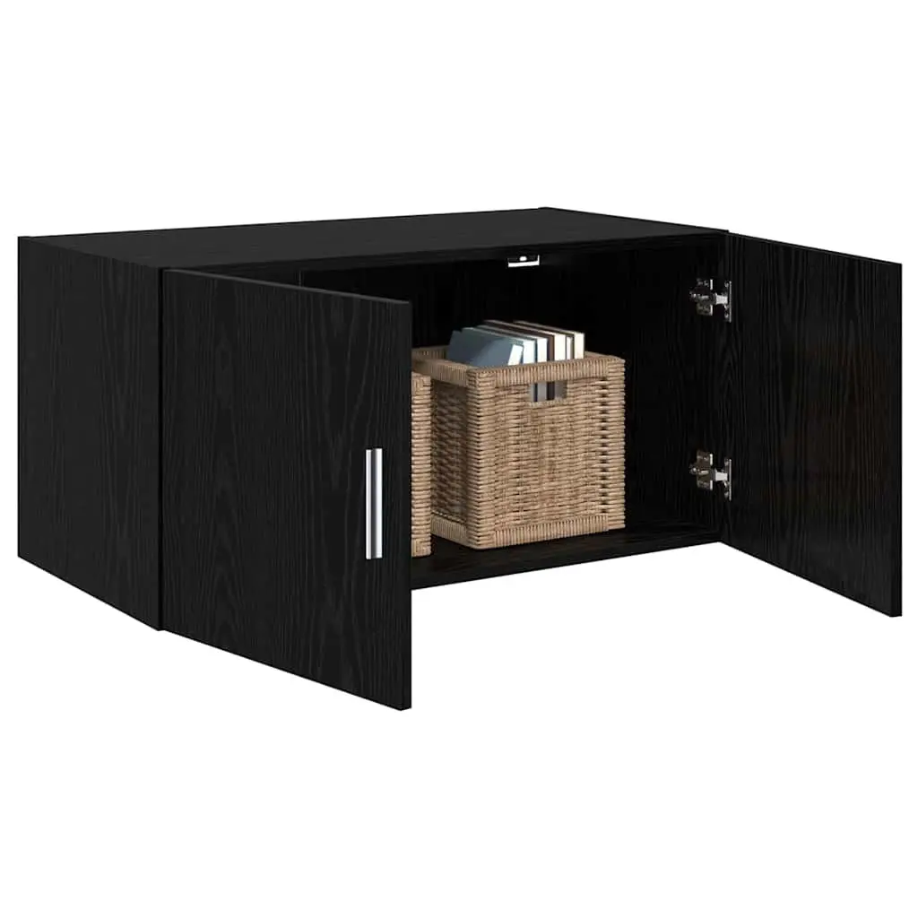 Wall Cabinet Black oak Storage Furniture Engineered Wood Sideboard 80x42.5x40cm