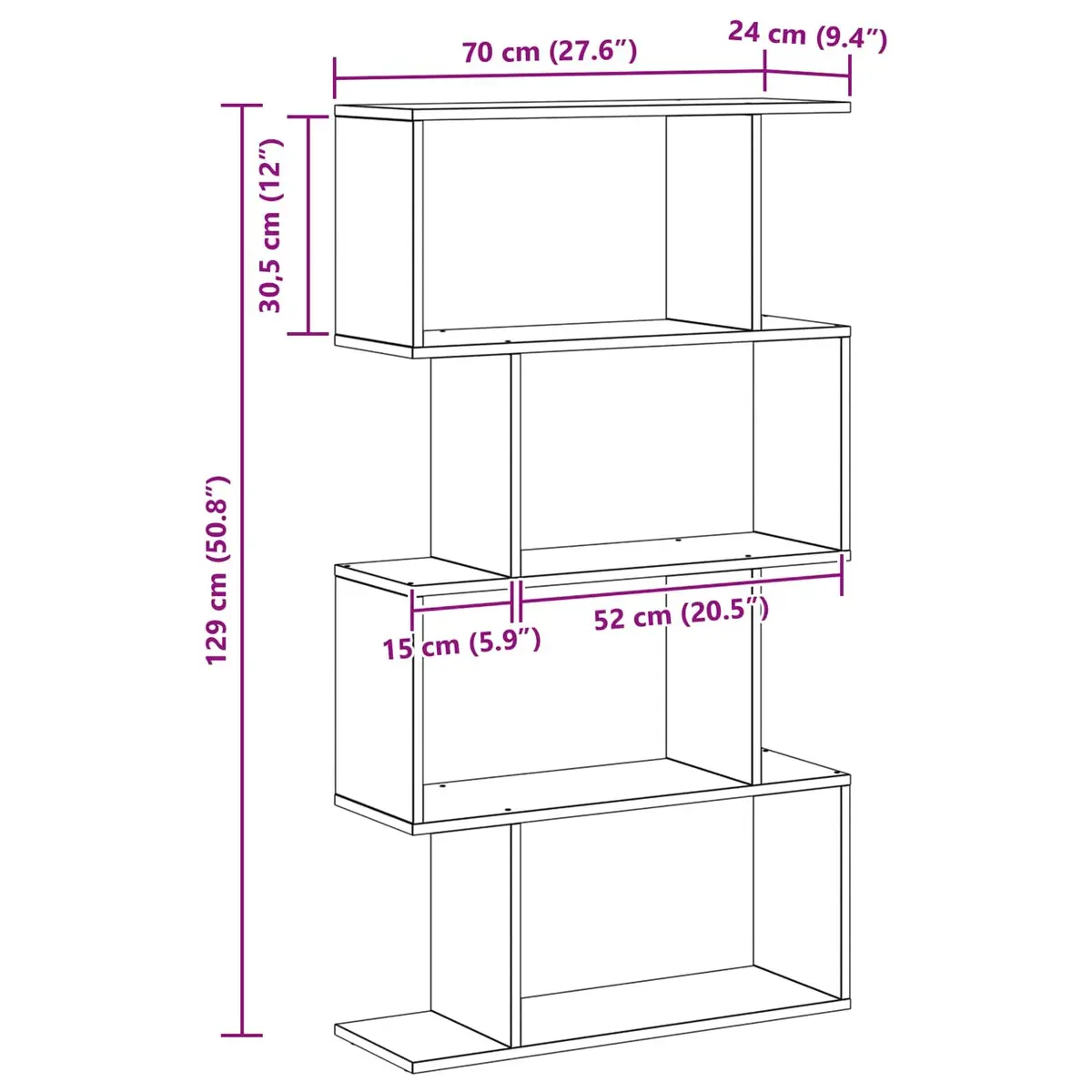 Book Cabinet Black Oak Storage Shelves Modern Engineered Wood Freestanding Unit