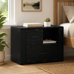 Reliable Black Oak Bedside Storage Cabinet