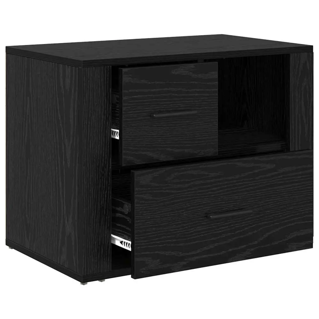 Bedside Cabinet Bedroom Storage 35 x 60 x 50 cm Black Oak Engineered Wood