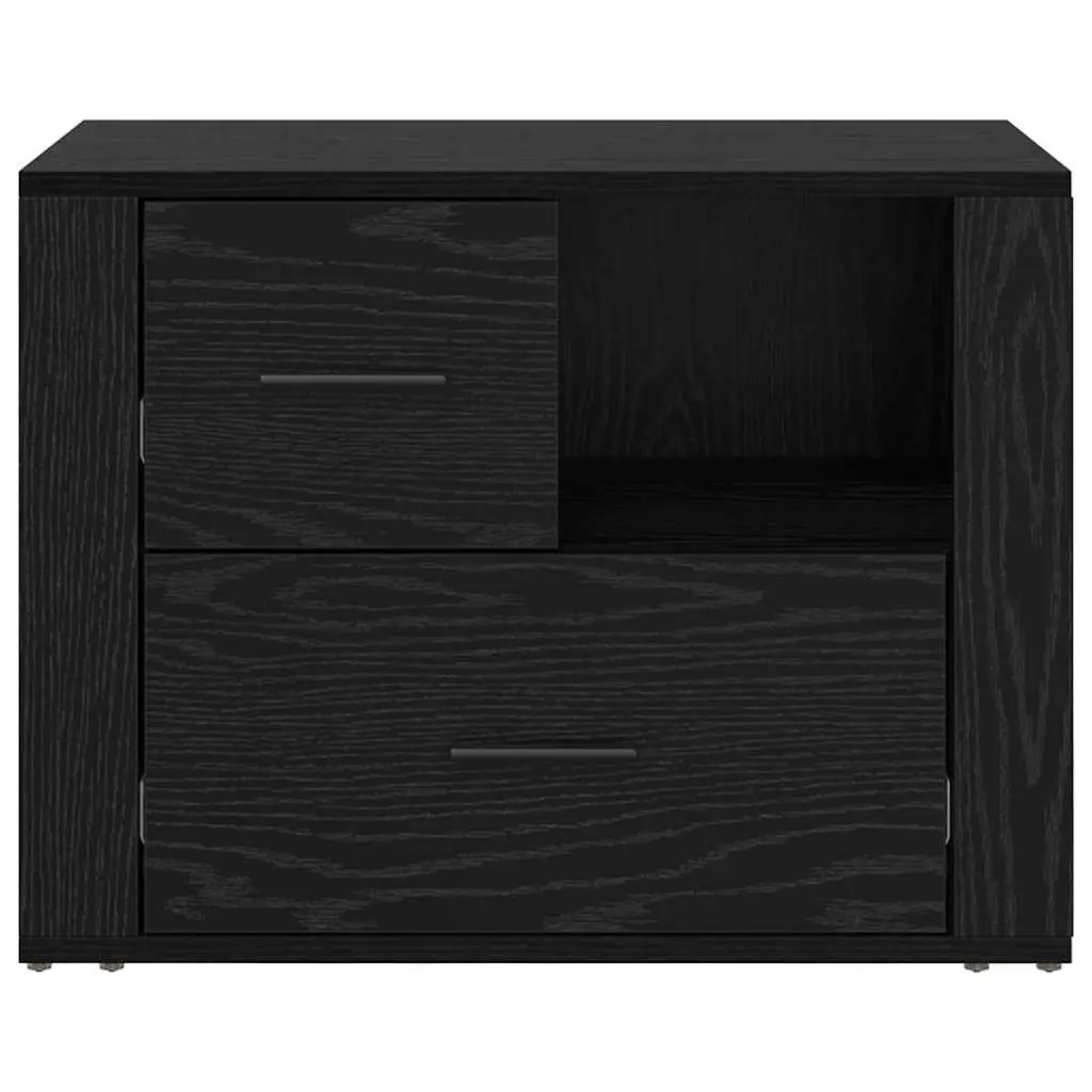 Bedside Cabinet Bedroom Storage 35 x 60 x 50 cm Black Oak Engineered Wood