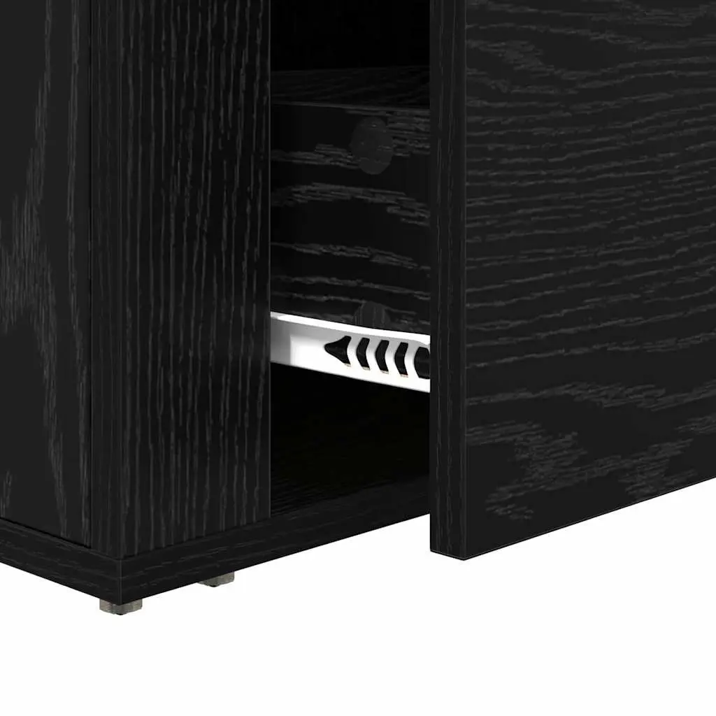 Bedside Cabinet Bedroom Storage 35 x 60 x 50 cm Black Oak Engineered Wood