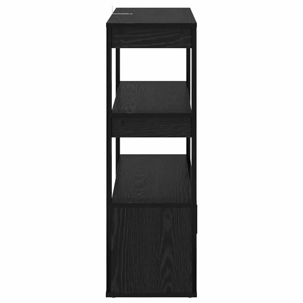 Sideboard Black Oak Storage Shelves Flush Doors Modern Living Room 30 x 80 x 90 cm