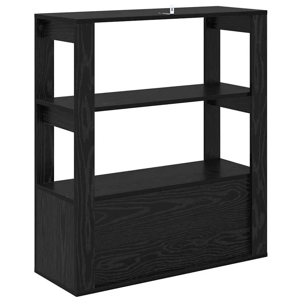 Sideboard Black Oak Storage Shelves Flush Doors Modern Living Room 30 x 80 x 90 cm